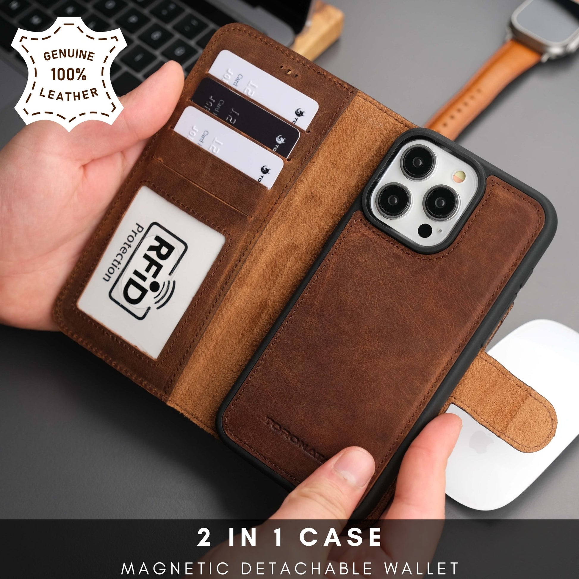 Casper Leather iPhone 15 Pro Max Wallet Case | MagSafe-1