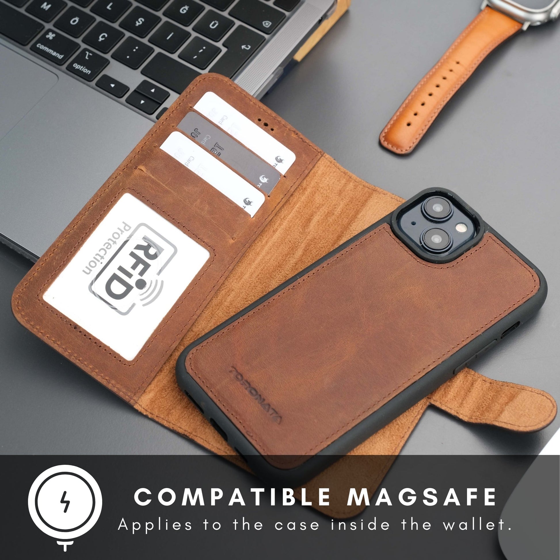 Casper Leather iPhone 15 Plus Wallet Case | MagSafe-13