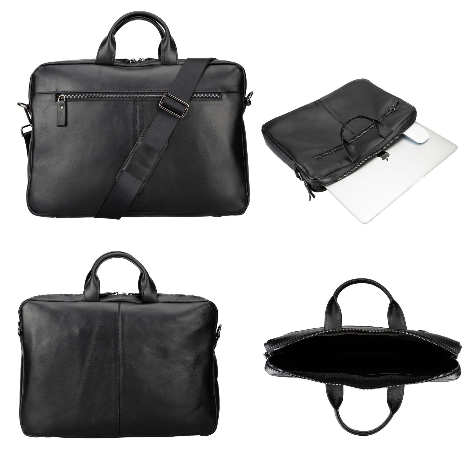 MacBook Genuine Leather Bag in various colors and styles, featuring spacious compartments, RFID protection, and a sleek design suitable for carrying MacBook and other essentials.