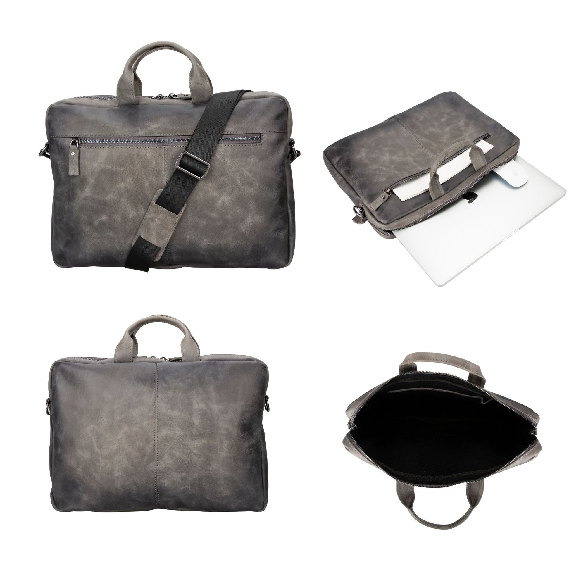 MacBook Genuine Leather Bag in various colors and styles, featuring spacious compartments, RFID protection, and a sleek design suitable for carrying MacBook and other essentials.