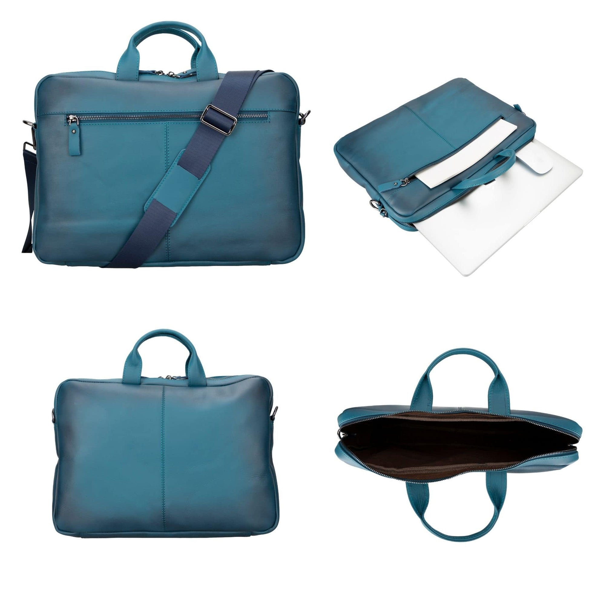 MacBook Genuine Leather Bag in various colors and styles, featuring spacious compartments, RFID protection, and a sleek design suitable for carrying MacBook and other essentials.