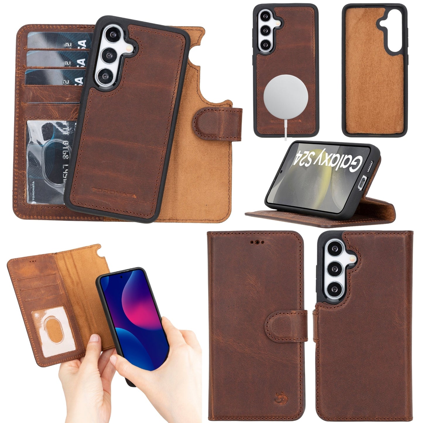 Buffalo Leather Samsung Galaxy S24 Plus Wallet with Detachable Case-13