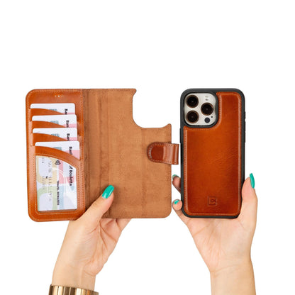 Versatile iPhone 15 Series Leather Wallet Case: Premium, MagSafe-Compatible, offering style and protection for iPhone 15, 15 Pro, 15 Pro Max, and 15 Plus models.