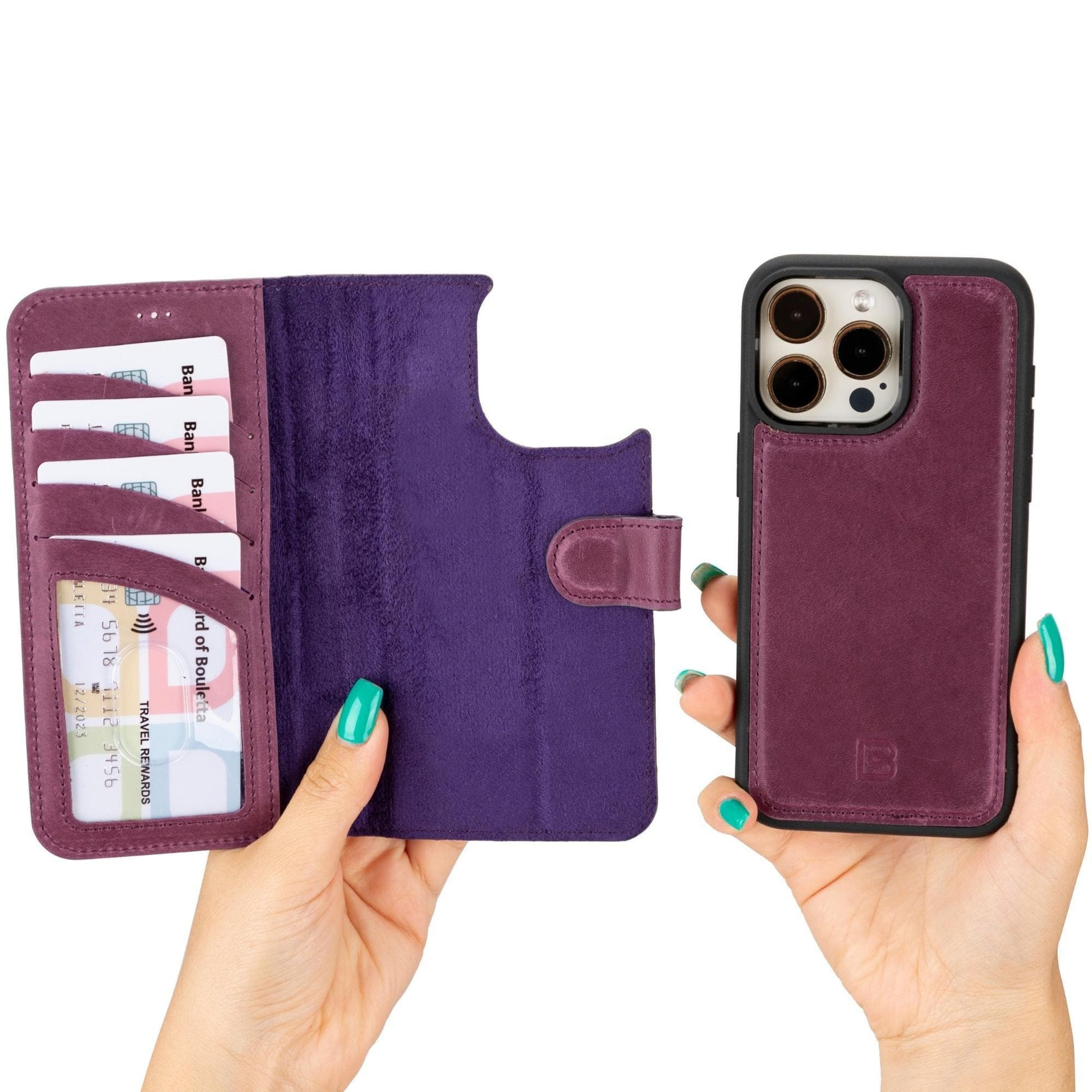 Versatile iPhone 15 Series Leather Wallet Case: Premium, MagSafe-Compatible, offering style and protection for iPhone 15, 15 Pro, 15 Pro Max, and 15 Plus models.