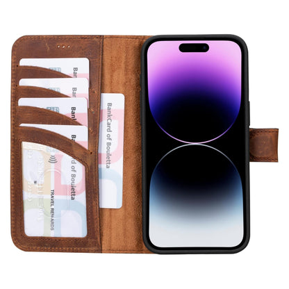 Versatile iPhone 15 Series Leather Wallet Case: Premium, MagSafe-Compatible, offering style and protection for iPhone 15, 15 Pro, 15 Pro Max, and 15 Plus models.