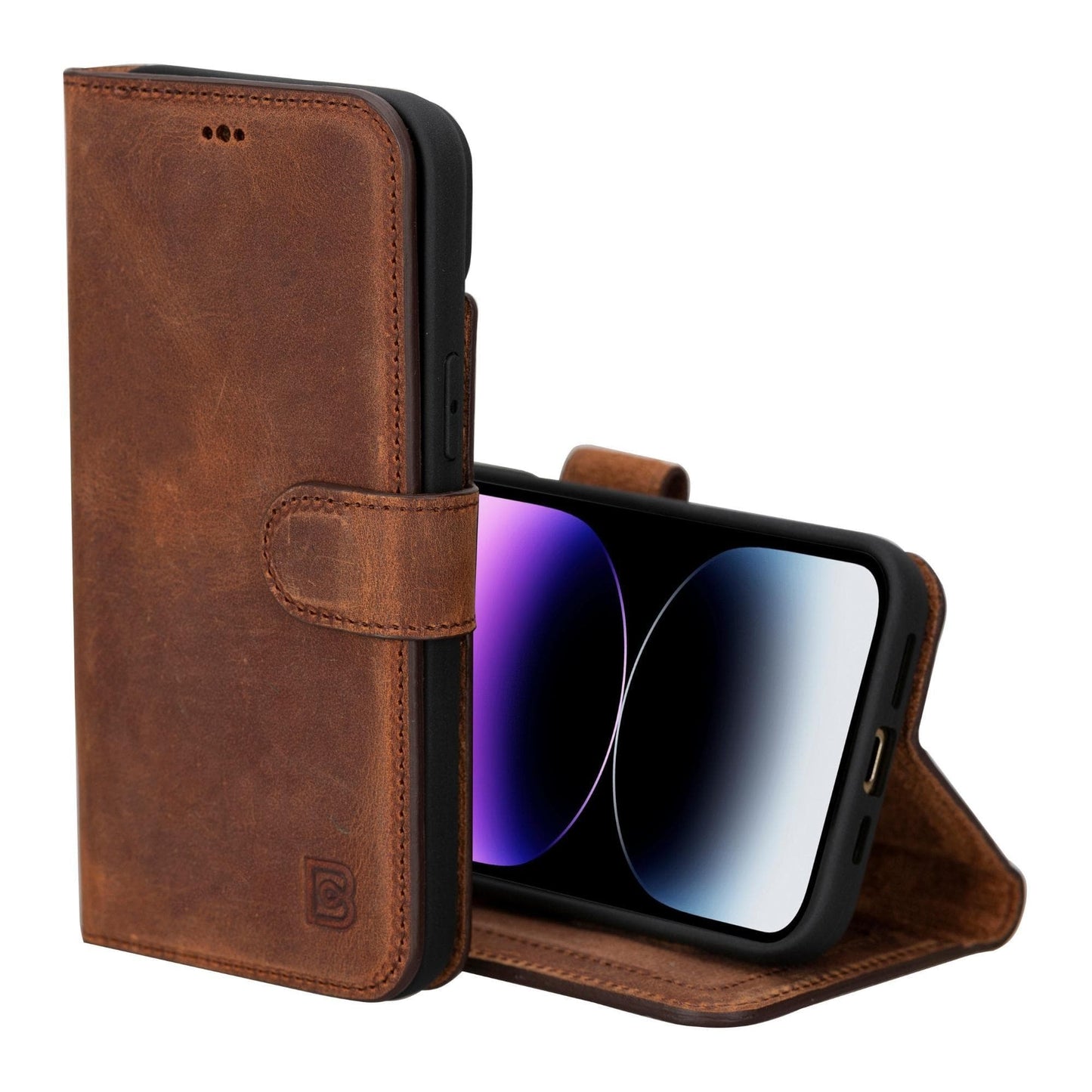 Versatile iPhone 15 Series Leather Wallet Case: Premium, MagSafe-Compatible, offering style and protection for iPhone 15, 15 Pro, 15 Pro Max, and 15 Plus models.