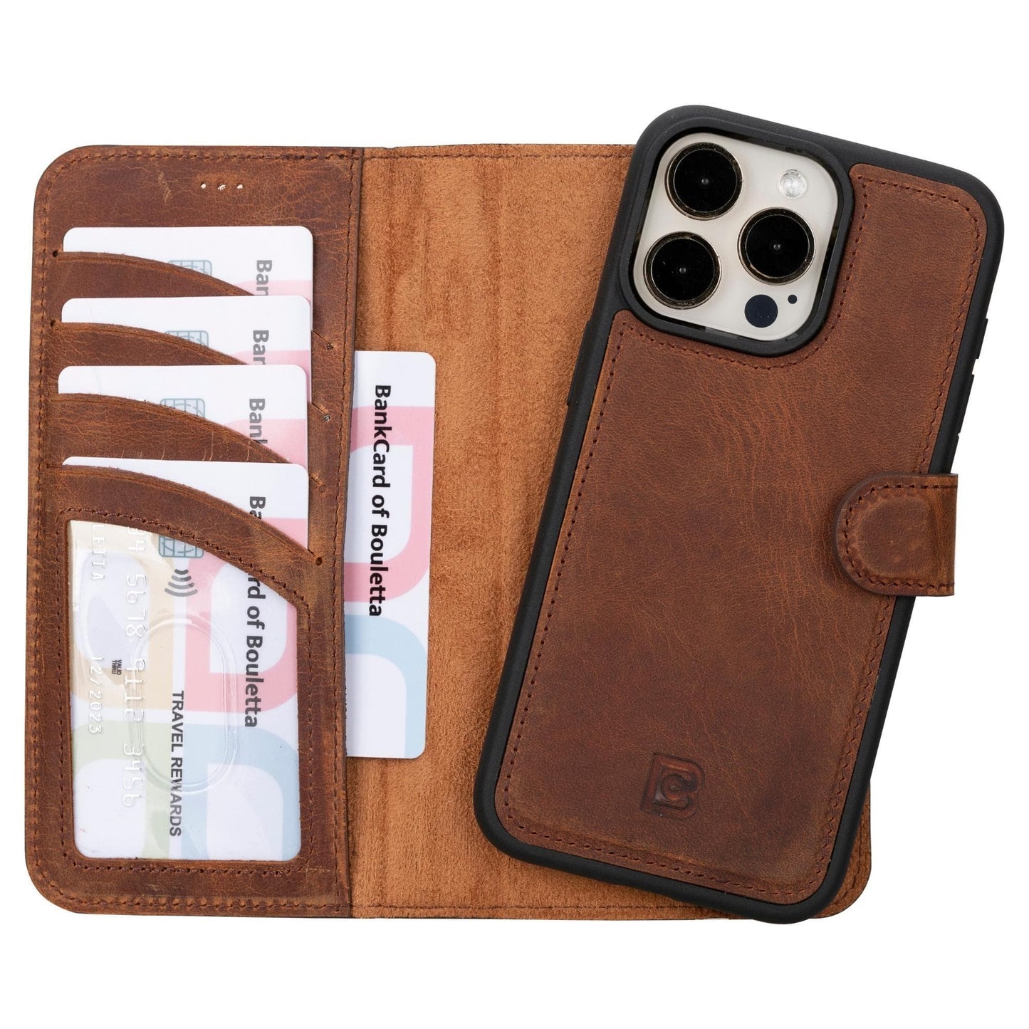 Versatile iPhone 15 Series Leather Wallet Case: Premium, MagSafe-Compatible, offering style and protection for iPhone 15, 15 Pro, 15 Pro Max, and 15 Plus models.