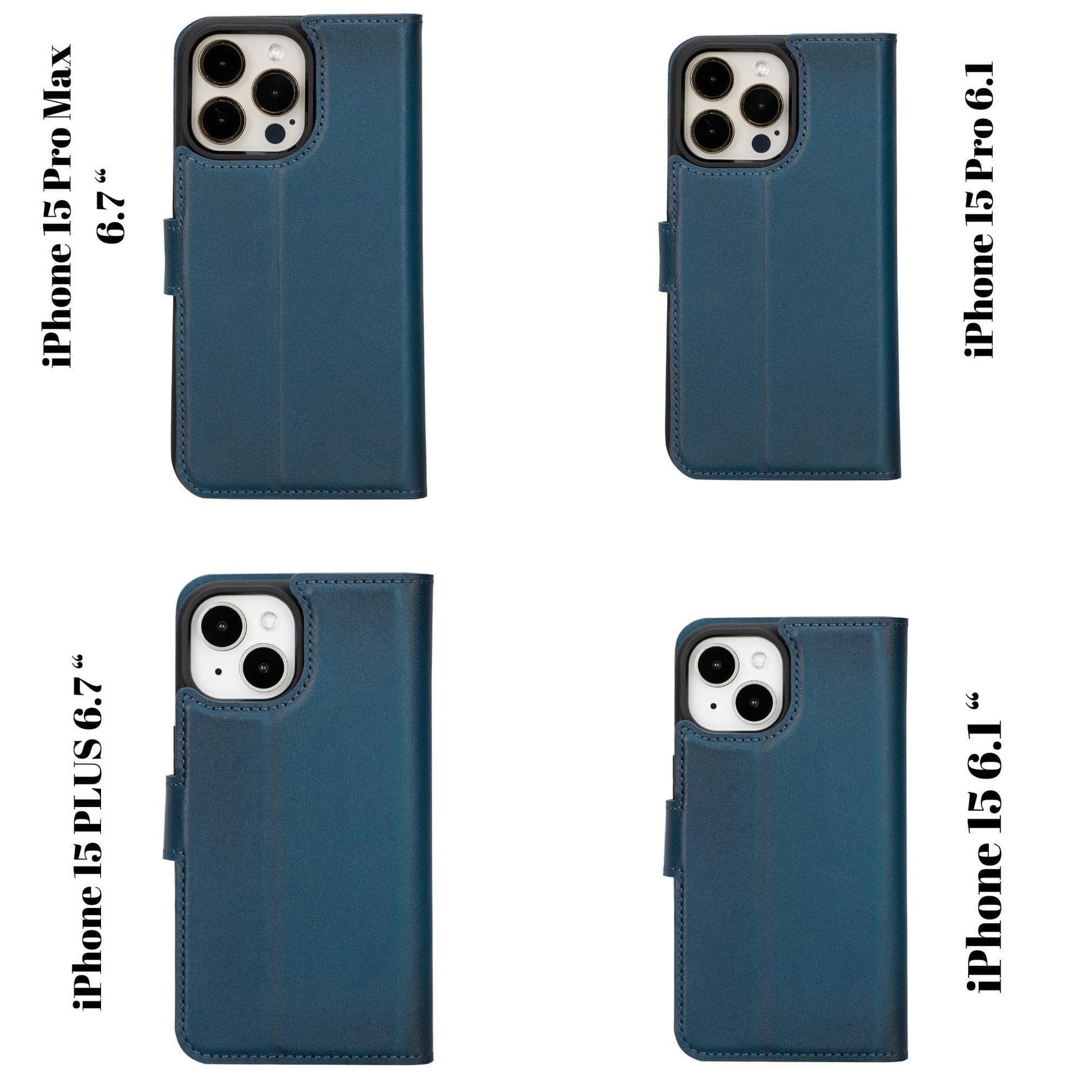 Versatile iPhone 15 Series Leather Wallet Case: Premium, MagSafe-Compatible, offering style and protection for iPhone 15, 15 Pro, 15 Pro Max, and 15 Plus models.